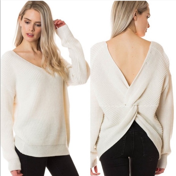 Figleaffashion Sweaters - MUST GO, SALE ENDS 12/28 Ivory Twist Knot Sweater